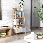 4-tier Ladder Bookcase Utility Shelf Diy Holder Bamboo