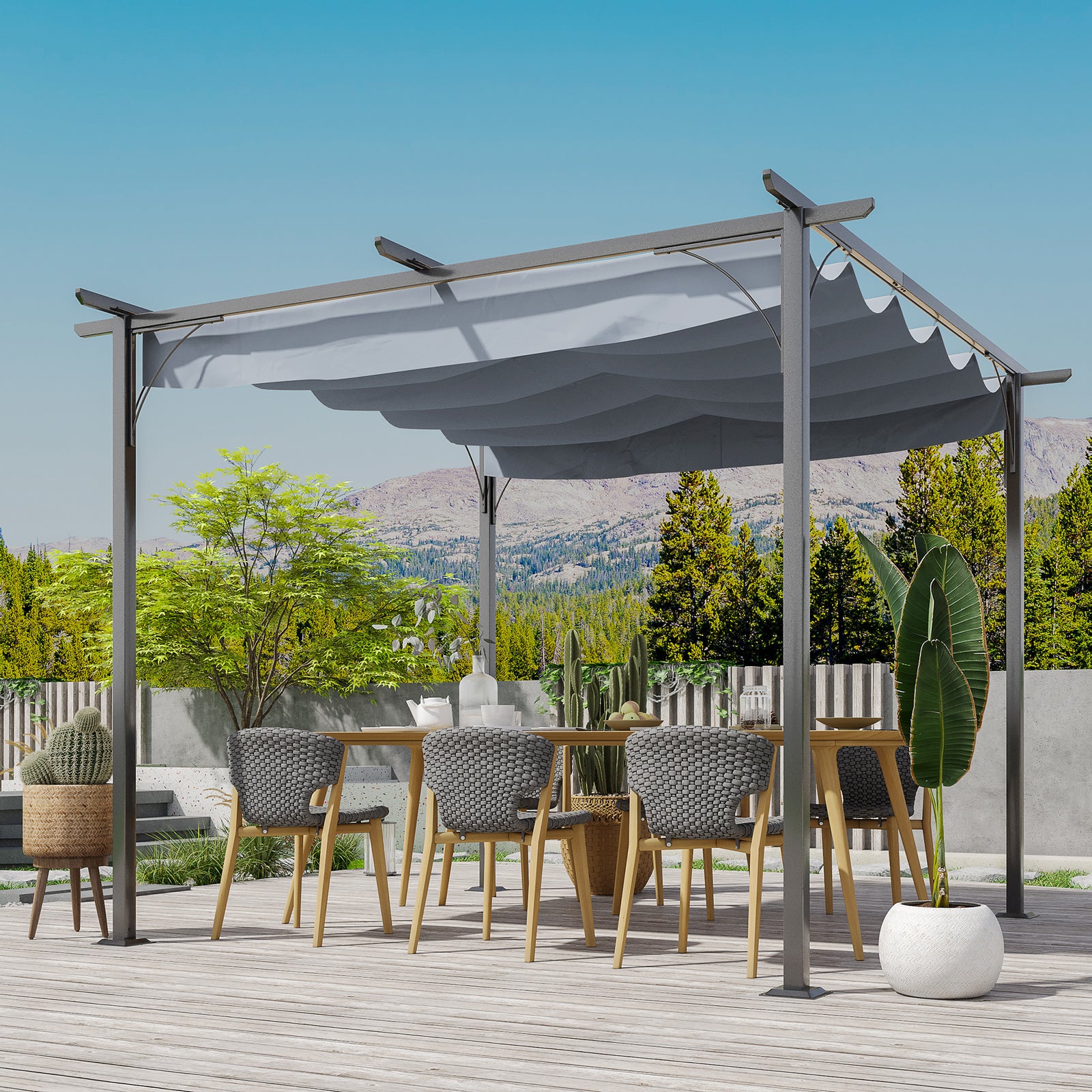 3x3m Outdoor Pergola Metal Gazebo Porch Awning Canopy | Grey