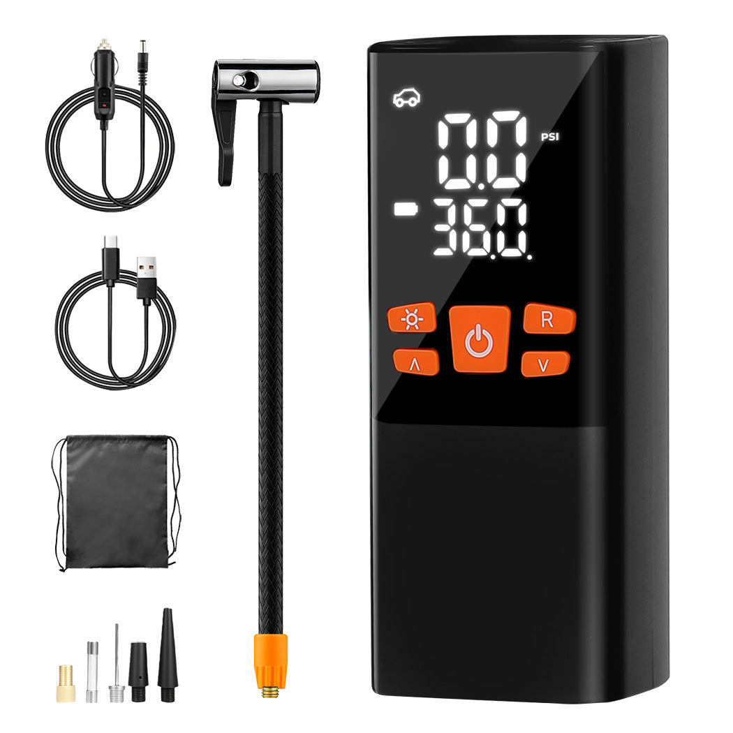Car Tyre Inflator Cordless Digital Rechargeable Tire Air Compressor Pump | Black