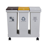 36l/60l 3-compartment Trash Can With Lids And Wheels Dry And Wet Waste Separation Rolling Kitchen Recycling Bin | Large