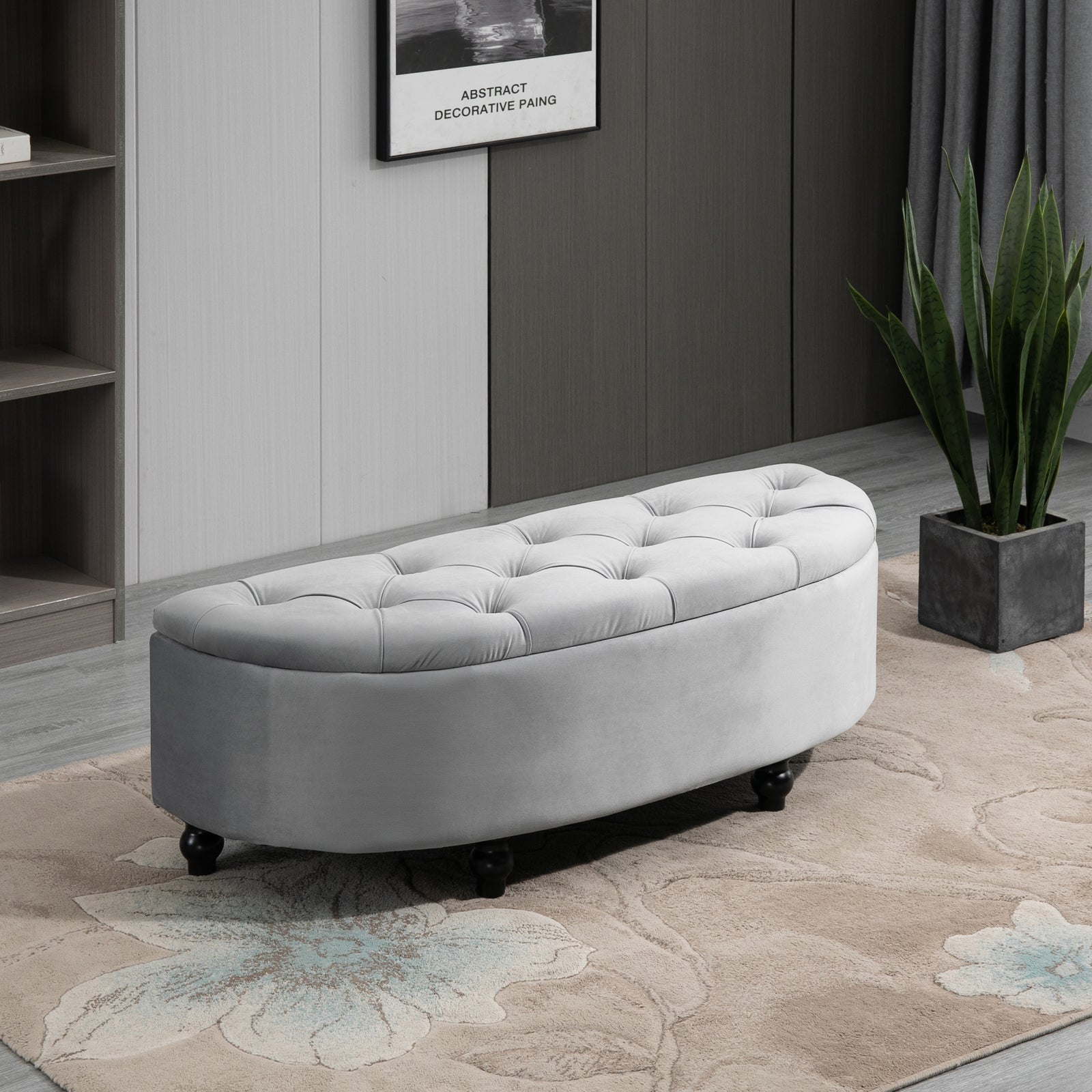 Semi-circle Bed End Bench Ottoman With Storage