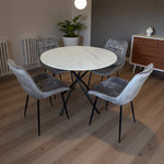 Seattle Dining Table With 4 Erica Velvet Chairs | Grey