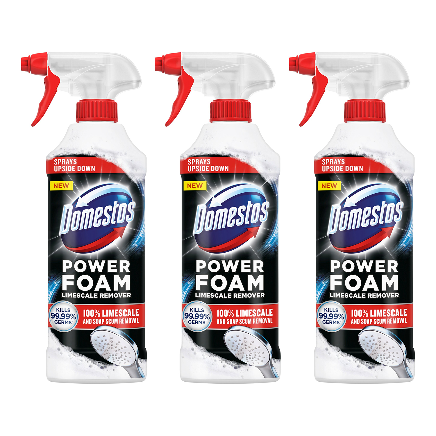 Power Foam Toilet & Bathroom Cleaner Spray Limescale Remover 450ml, 3pk