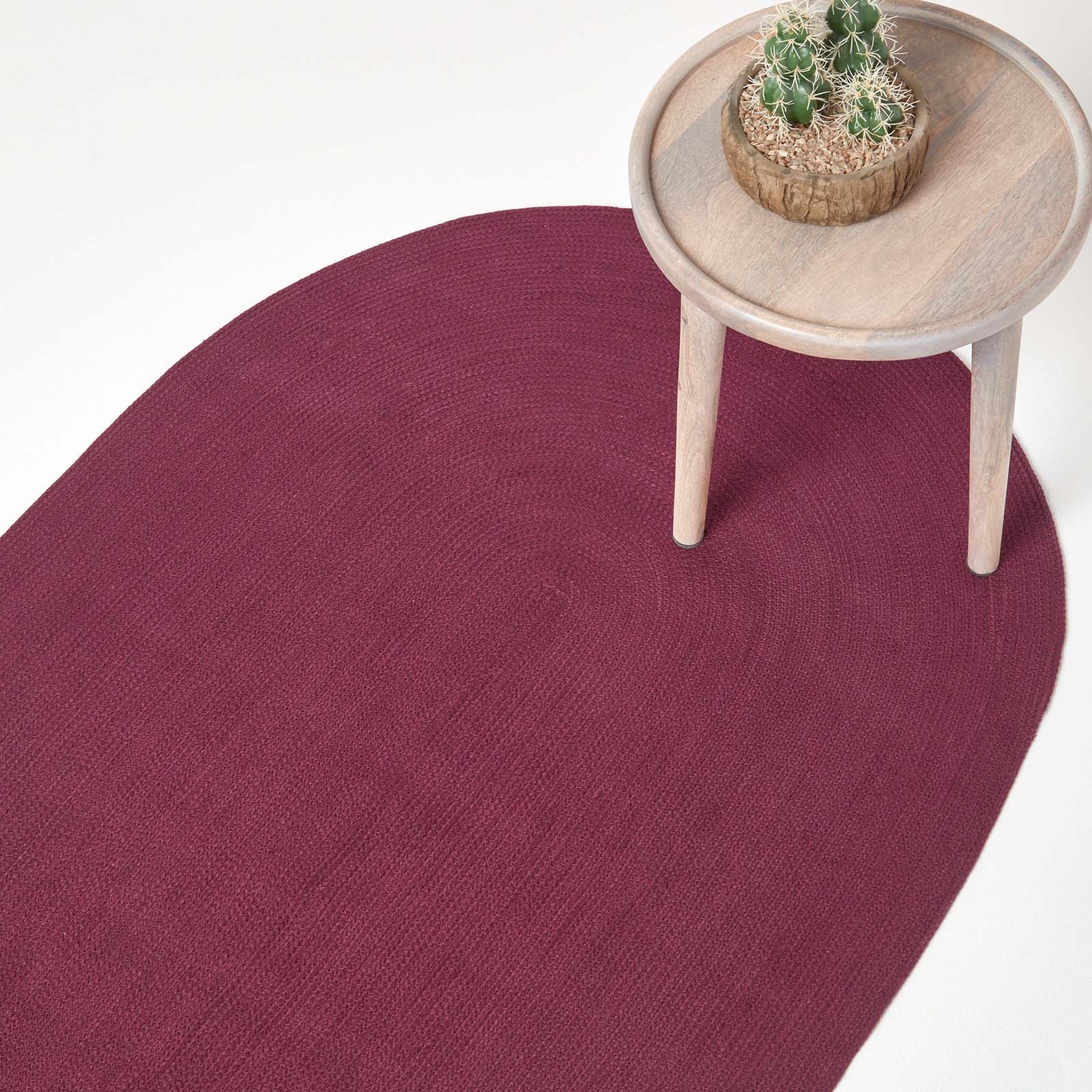 Handmade Woven Braided Oval Rug | 50cm x 75cm | Plum