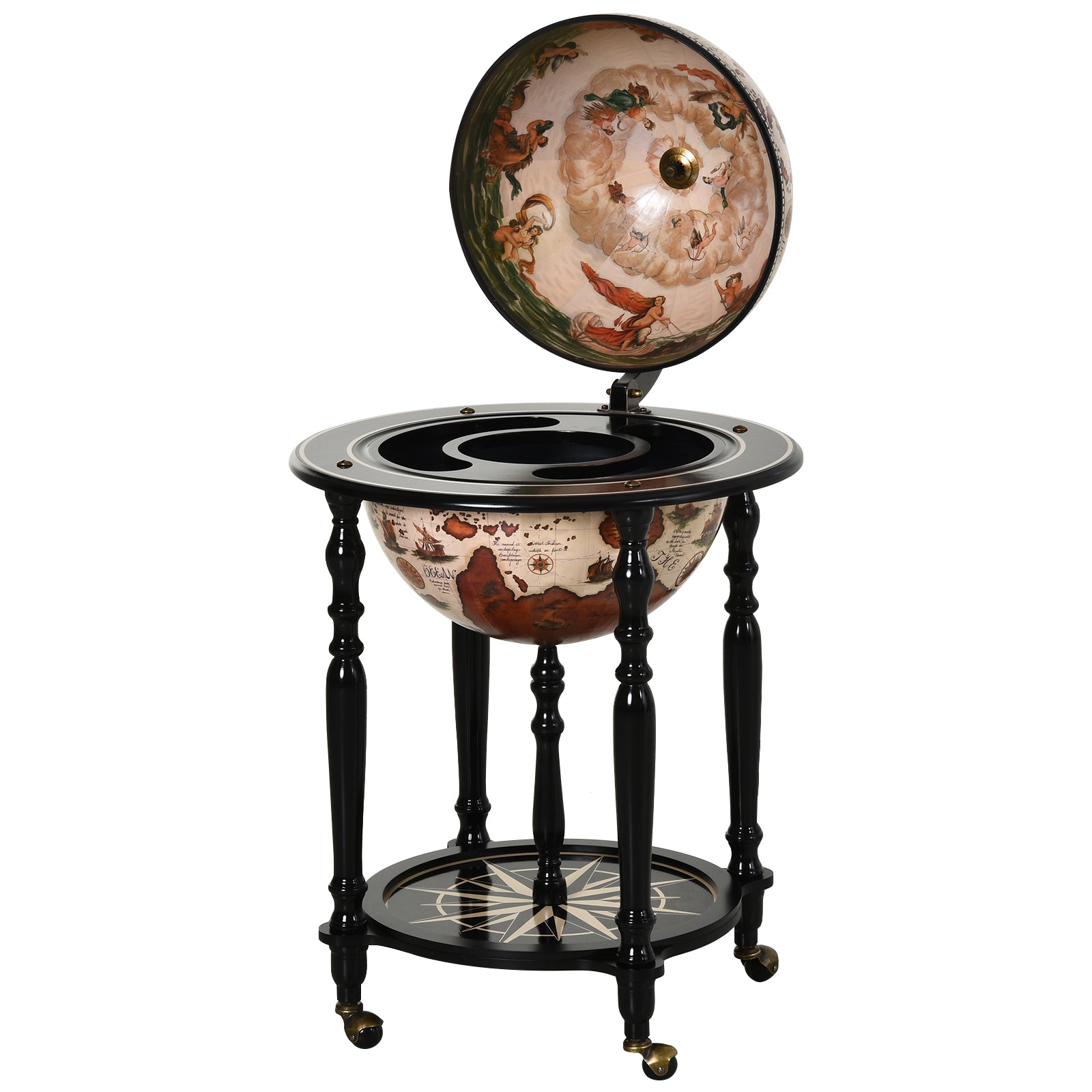 Globe Drinks Cabinet, Wood Frame