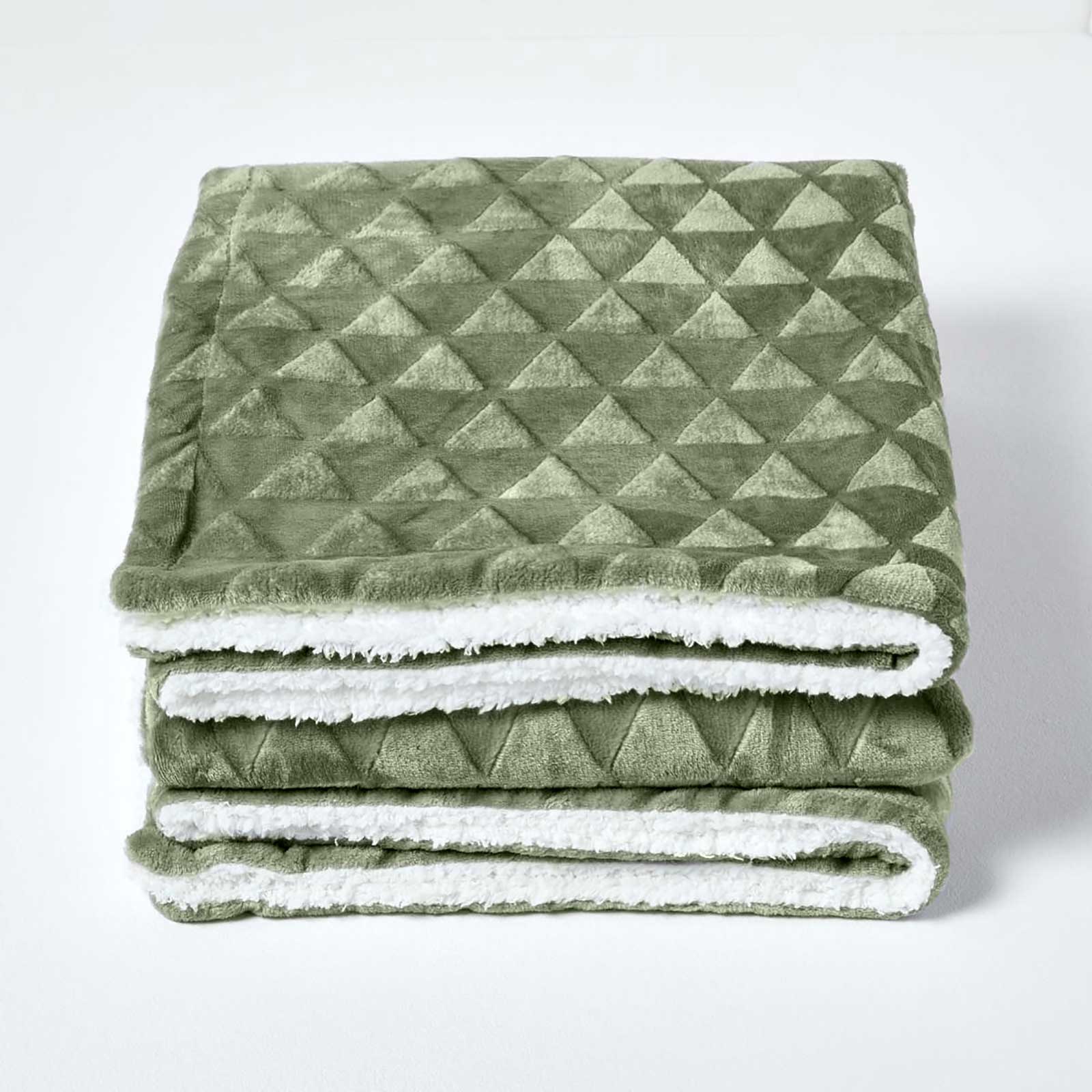 Geometric Triangle Velvet Throw | 160cm x 200cm | Sage Green