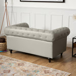 Chesterfield Scroll Arm Faux Leather Sofa 2 Seater | Grey
