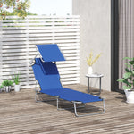 Reclining Sun Lounger Folding Recliner Garden Chair | Set-of-1 | Blue