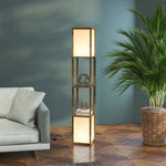 Shelf Floor Lamp With Dual Light For Living Room, Bedroom | One Size | Brown