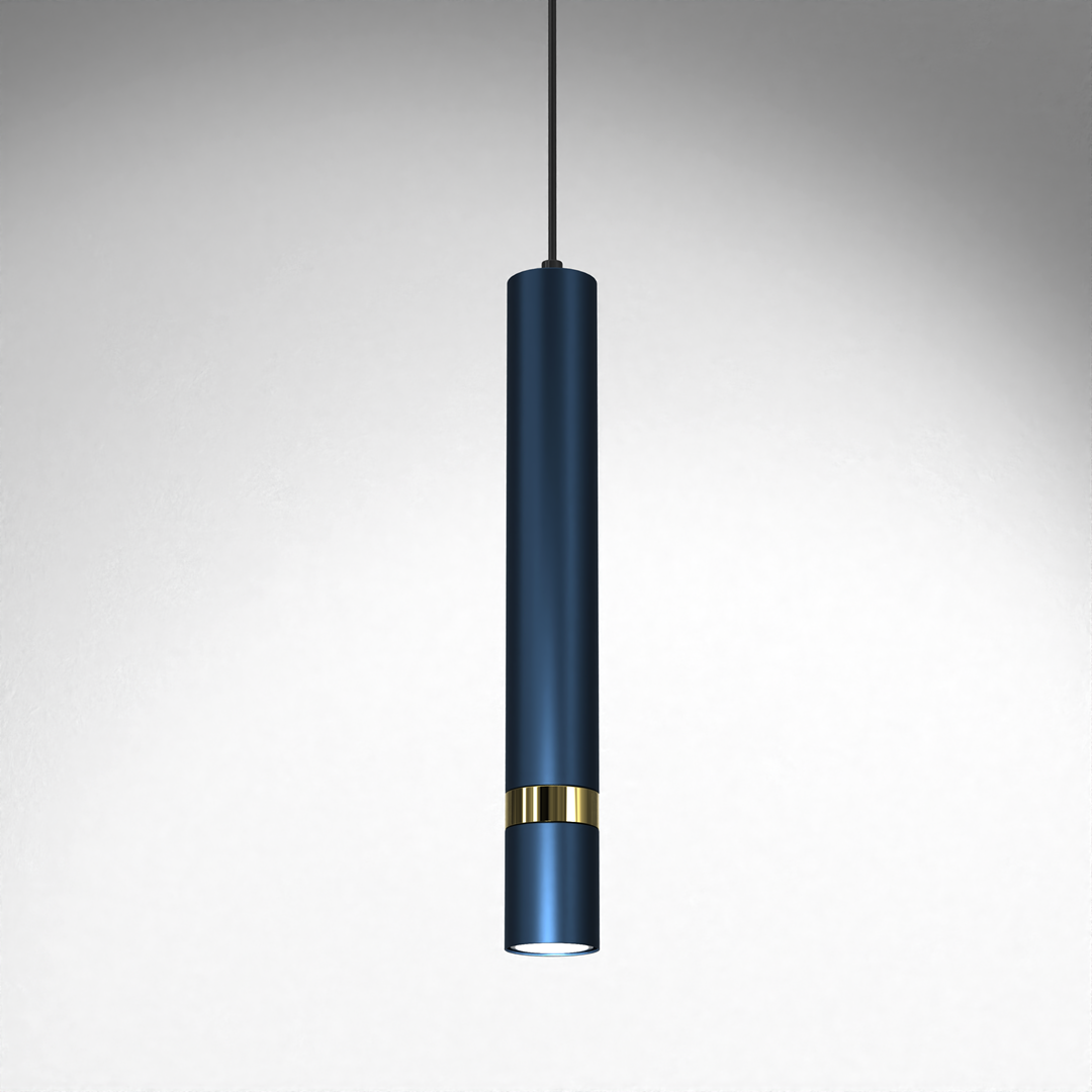 Joker Contemporary Pendant Lamp 1xgu10 Hand Made Cylindrical Style Light | Blue & Gold