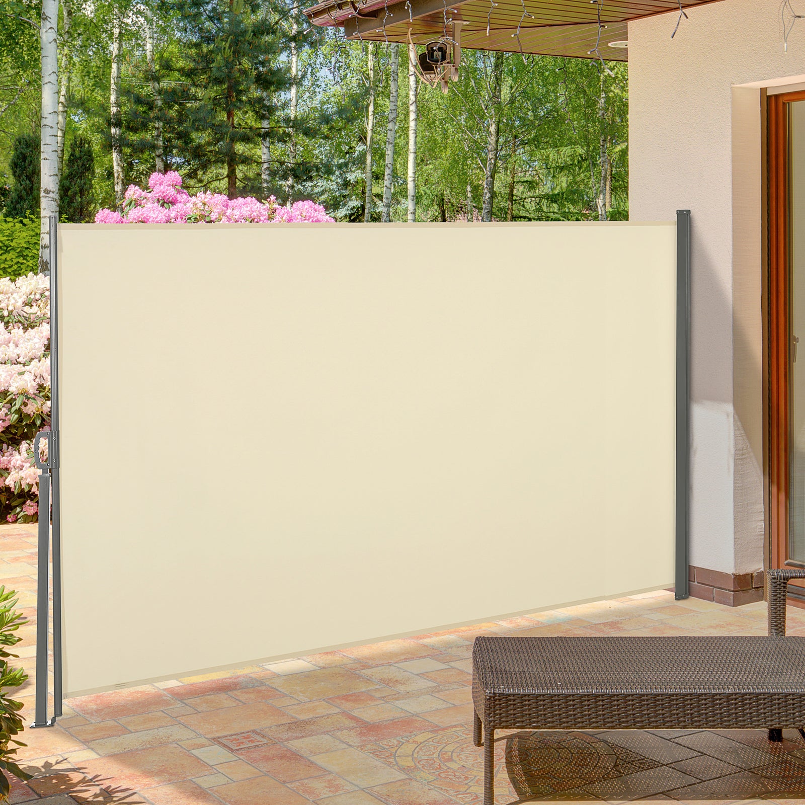 Retractable Sun Side Awning Screen | Small | Cream