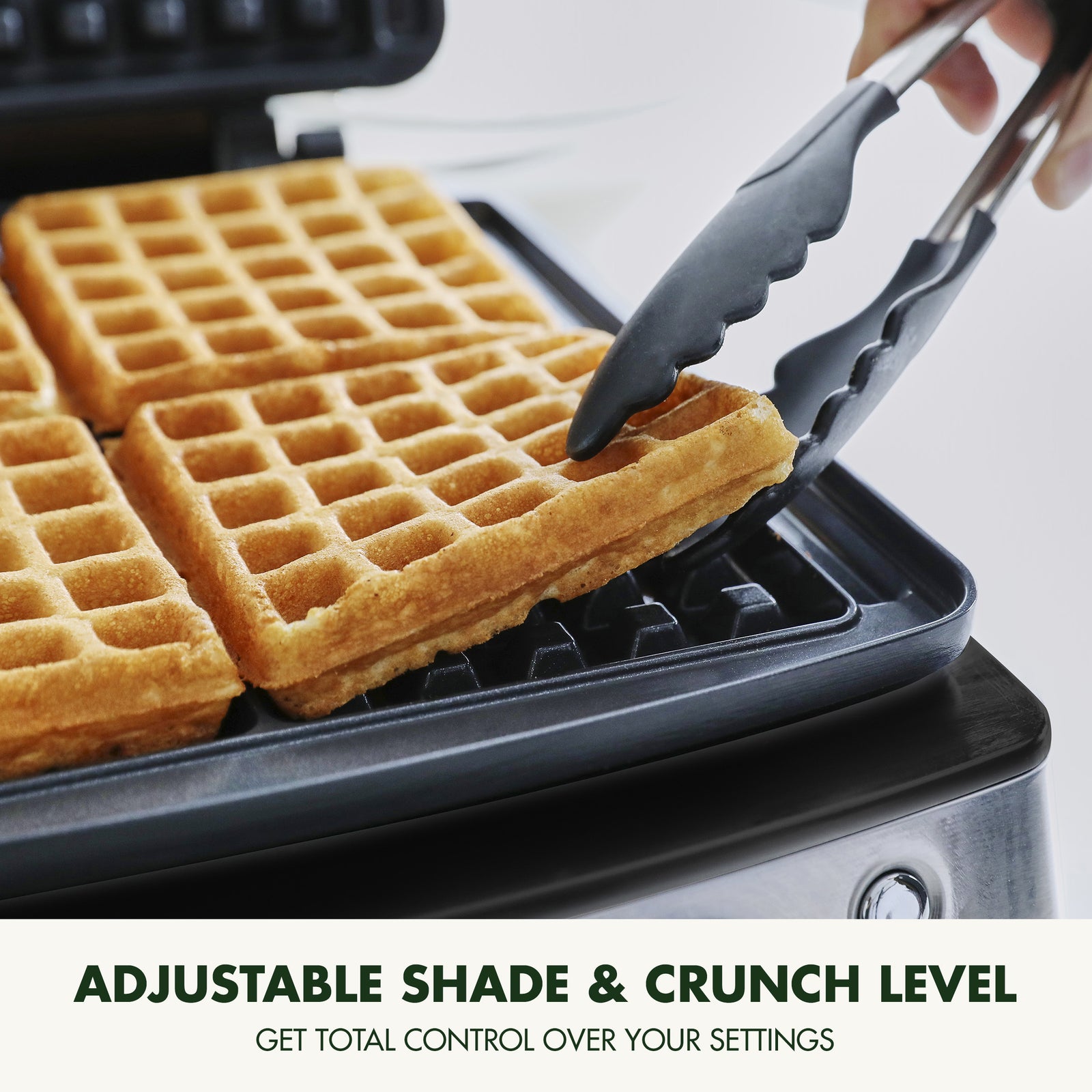 Elite Belgian Waffle Maker, Pfas-free Non-stick Ceramic Plates, Adjustable Controls | Black