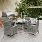 Rattan Dining Set, 4 Seater With 50mm Parasol Hole | Gray