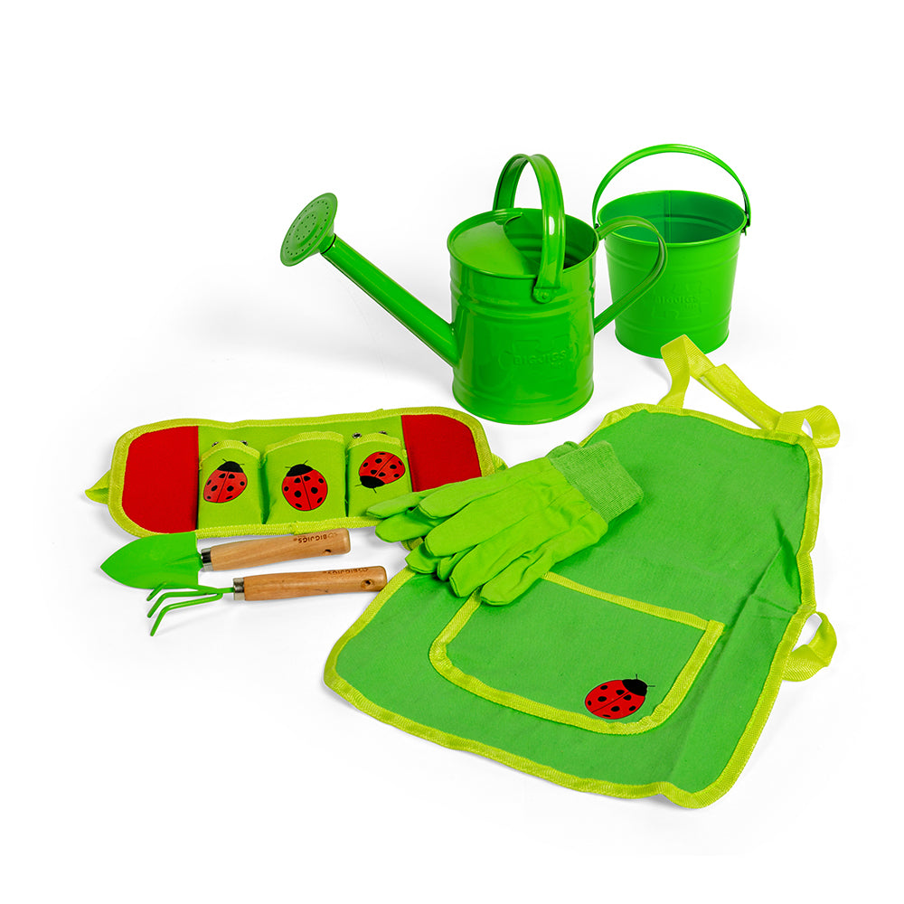 Children's Gardening Starter Pack, Green Bucket & Watering Can