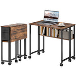 80 Cm Foldable Computer Desk On Wheels For Small Spaces | Brown
