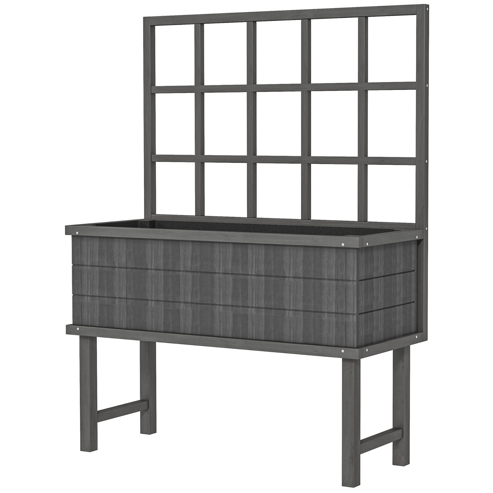 Raised Garden Bed With Trellis & Drain Holes | Gray