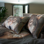 Wolf Printed 100% Cotton Duvet Cover Set | Super King | Brown