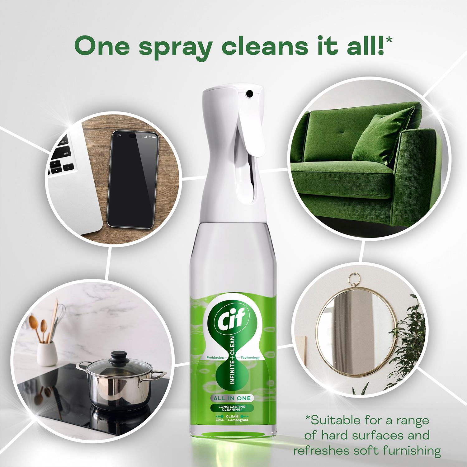 Infinite Clean All In One Cleaner Spray, Lime Lemongrass 6 Pk Of 590ml