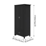 Modern Double-door Wardrobe With Drawer & Hanging Rail | Black