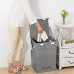 Foldable Home Laundry Baskets Laundry Hamper With Lid And Rope Handles