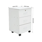 Breeins White Lockable 3-drawer Filing Cabinet With Casters