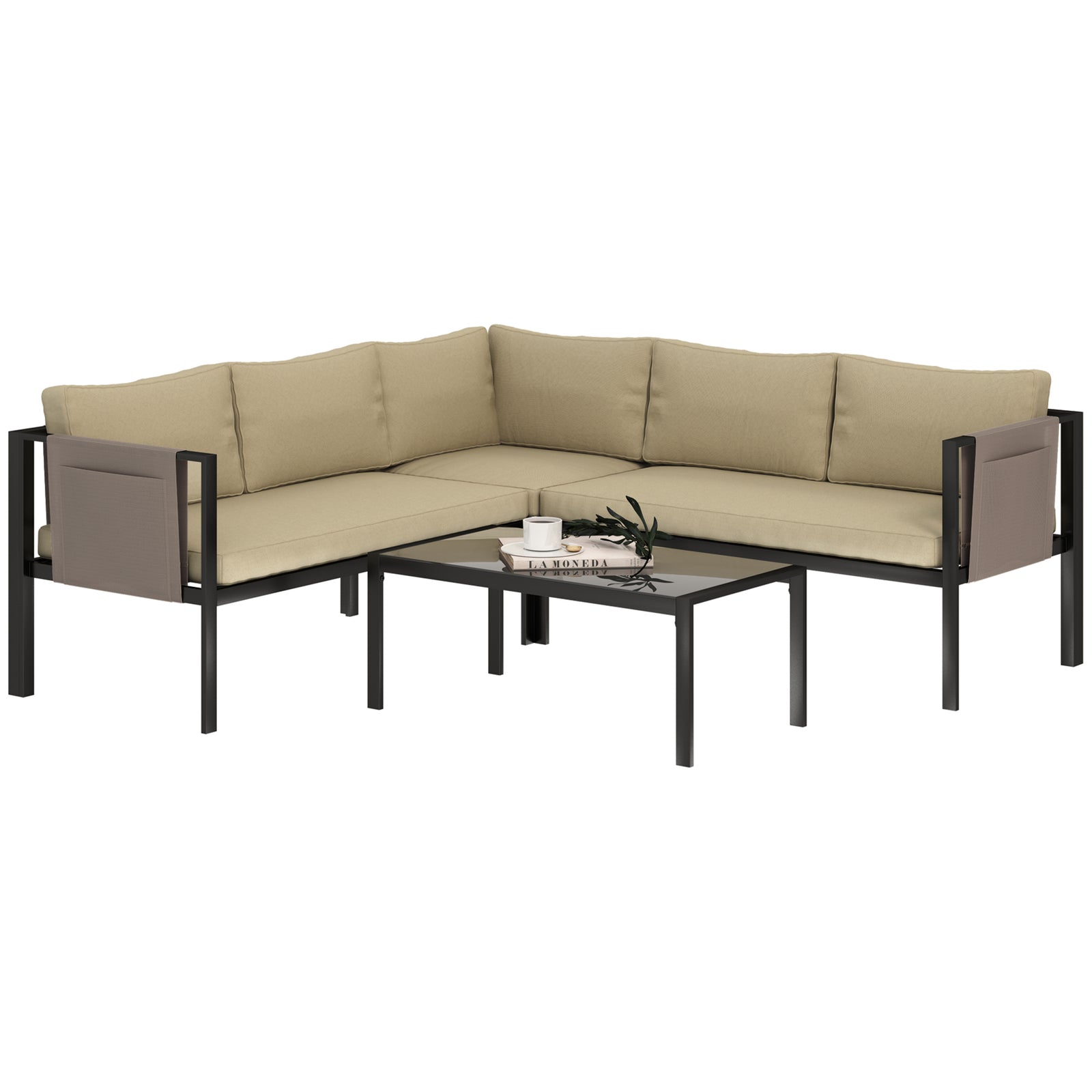4 Piece Garden Furniture Set W/ Breathable Mesh Pocket