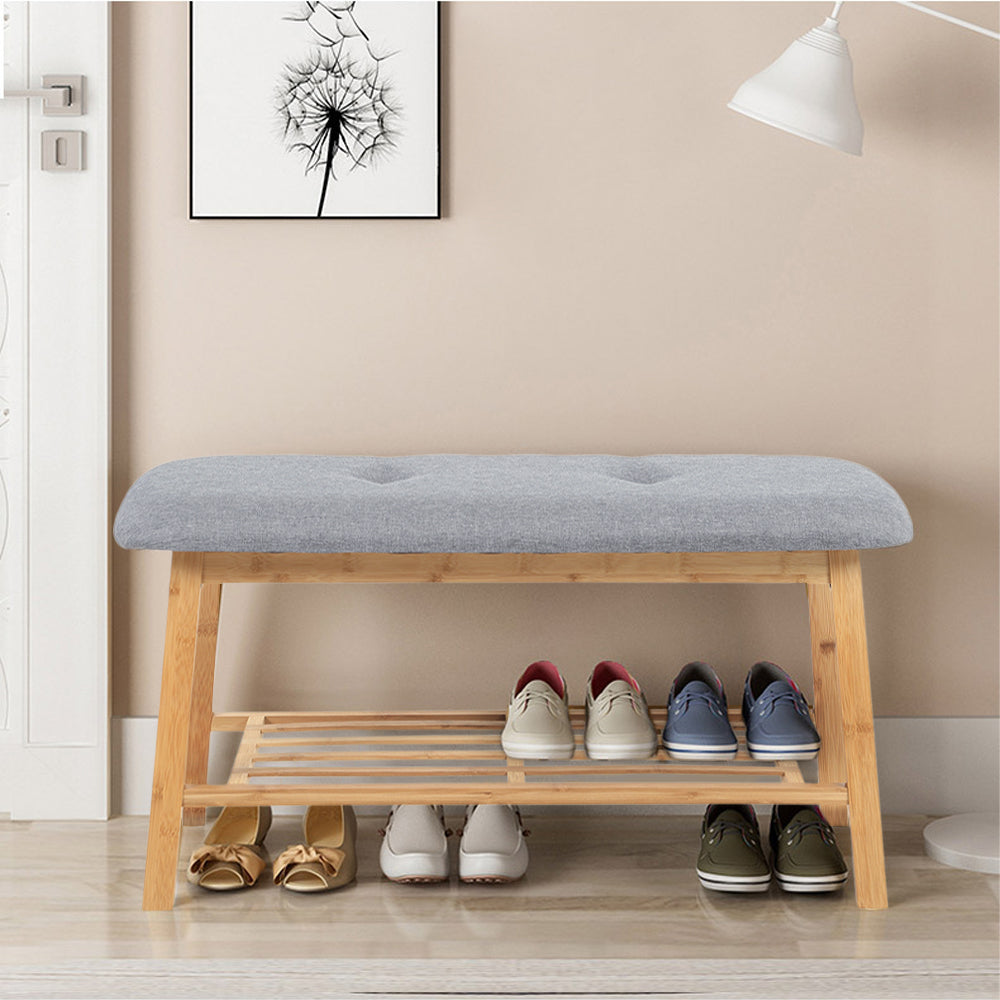 Bamboo Shoe Bench For Entryway