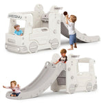 2-in-1 Bus Slide Playset For Toddlers Multi-functional Indoor Slide With Ride-on Toy Car For Kids Ages 1-3