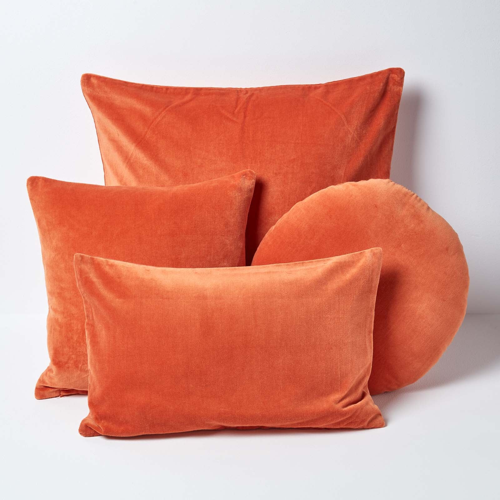 Set Of 2 Velvet Cushion Covers | 40cm x 40cm | Burnt Orange