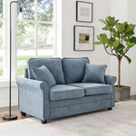 Corduroy Fold Out Mattress Sofa Bed - 2 Seater | Blue