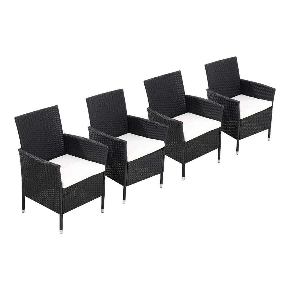 Set Of 4 Rattan Chairs Garden Furniture