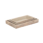 Wood Shallow Wooden Plinth Tray | Set-of-3 | Brown