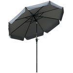 2.7m Patio Umbrella With Crank Garden Parasol | Grey