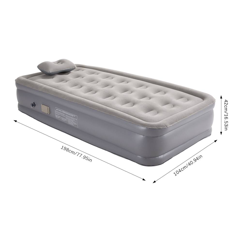Raised Inflatable Airbed Mattress With Built-in Pump – Includes Pillows | Single