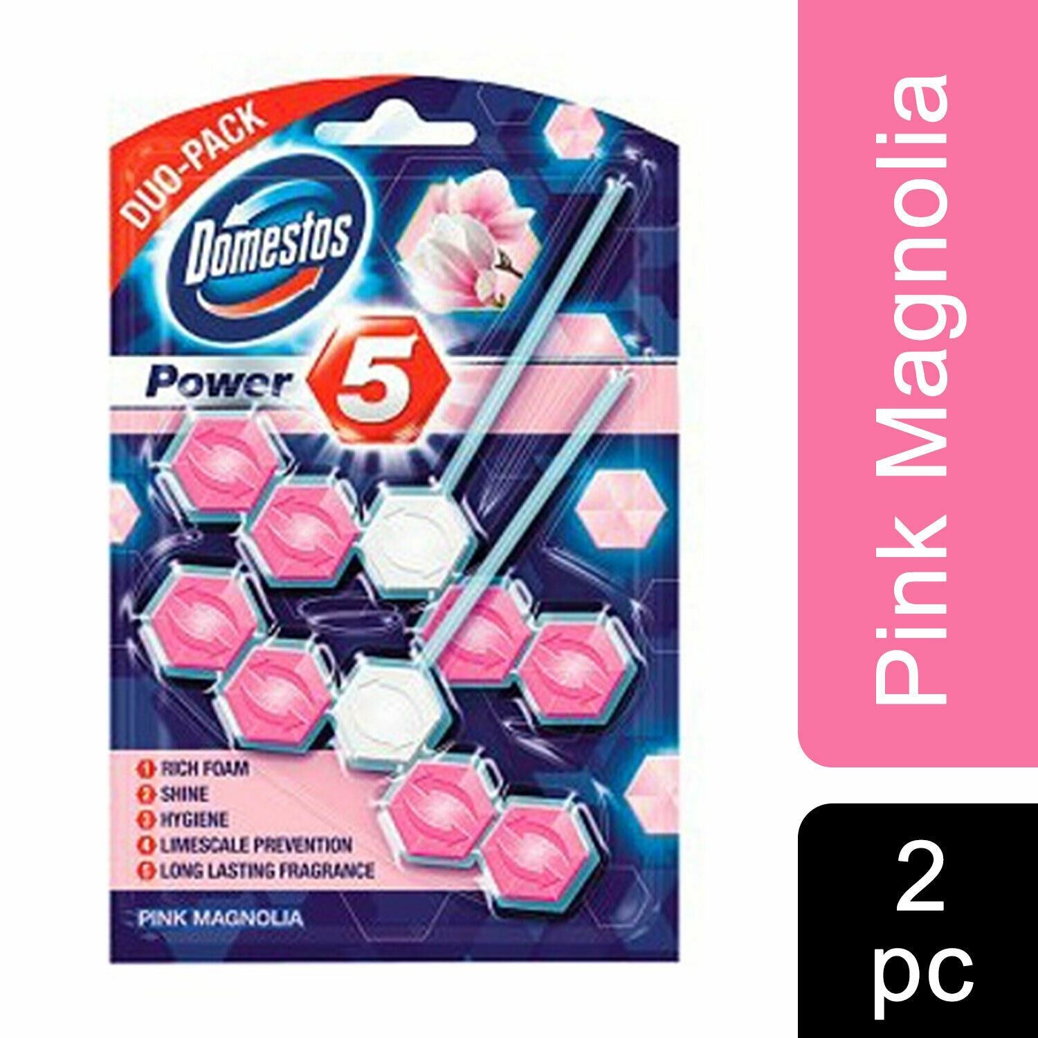 Power 5 Toilet Block, Pink, 9 Packs Of Duo Pack