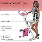 Folding Exercise Bike - Adjustable Resistance & Seat Height | White