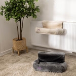 Heated Radiator Cat Bed Soft Fleece Padded Design Grey