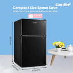 87l Mini Fridge Freezer, 2-door Refrigerator With Led Light, Shelves, Drawer & Adjustable Thermostat | Black
