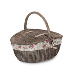 Wicker Antique Wash Finish Oval Picnic Basket | Red