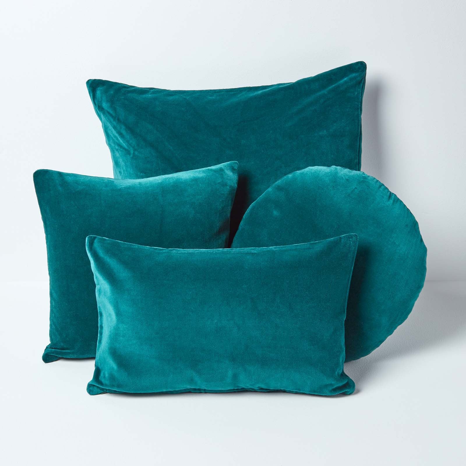 Set Of 2 Velvet Cushion Covers | 40cm x 40cm | Teal Green
