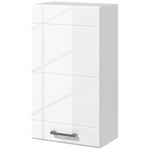 kleankin Bathroom Wall Cabinet, High Gloss Soft-close Storage Cabinet, White
