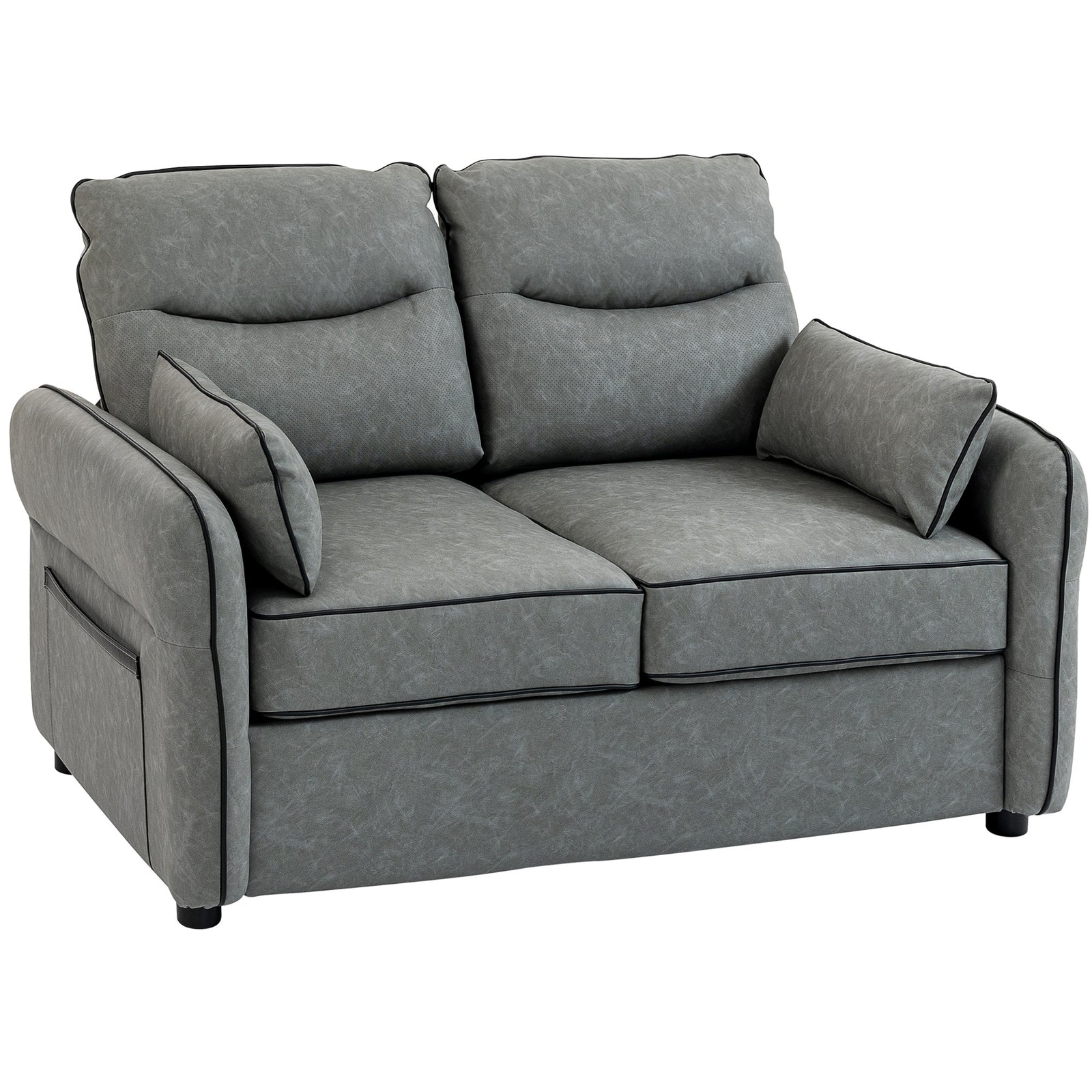 Modern Seater Sofa With Thick Cushion Side Pockets | M | Grey