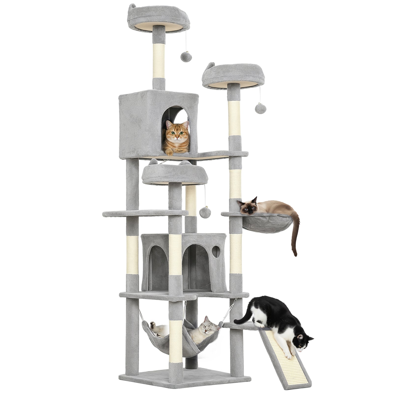 PawHut Cat Tree, 192 Cm Multi-level Cat Tower For Indoor Kittens