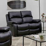Bonded Leather Recliner Sofa - 2 Seater | Black