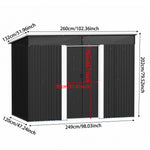 8.5x4ft Garden Metal Storage Shed With Lockable Sliding Doors