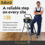3 Step Ladder, Heavy-duty Steel Folding Home Diy Step Stool With Wide Non-slip Steps & Anti Slip Feet 150kg Capacity | 3 Step | Grey