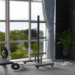 Olympic Weight Plate Rack With 4 Wheels And 6 Fasten Clamps | Black