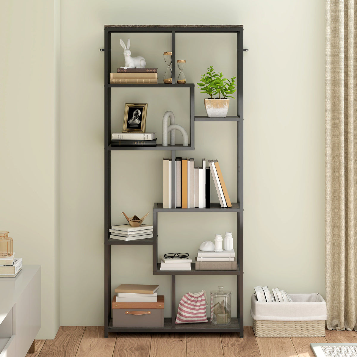 HOMCOM Industrial Bookcase 7-tier Bookshelf Shelving Unit
