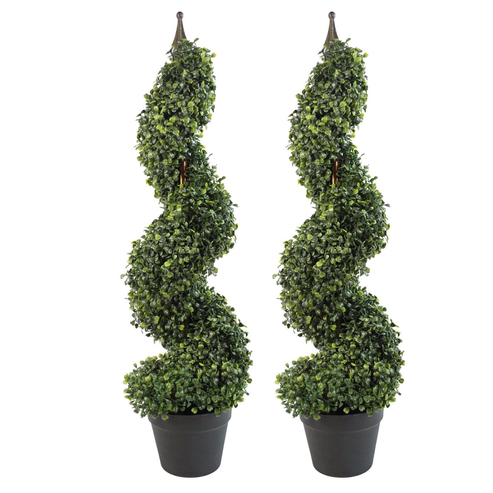 Pair Of 90cm Tall Artificial Boxwood Tower Trees Topiary Spiral Top
