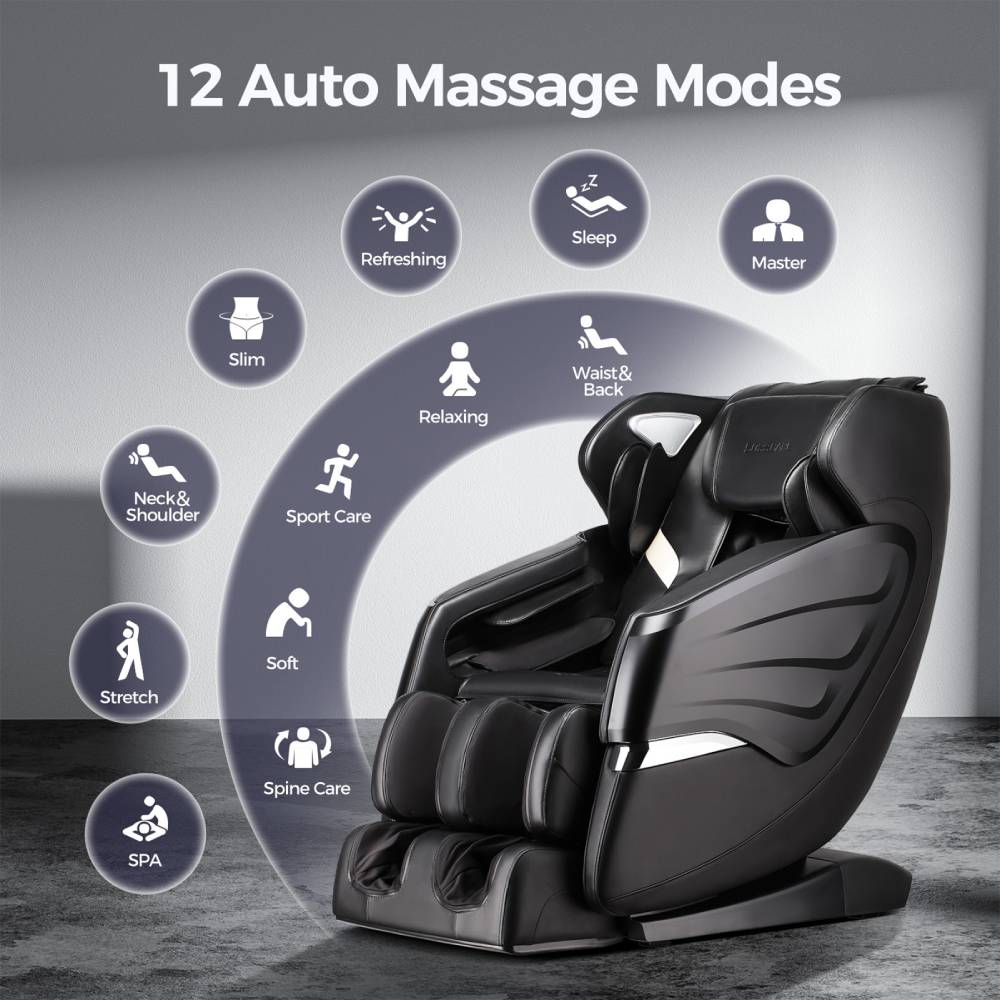 Zero Gravity Back Heated Full Body Massage Chair With Handheld Controller | Black